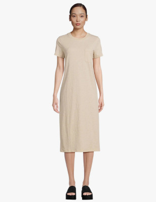 Beige Cotton Long T-Shirt